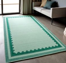 Ivory Geometric Living Room Wool Rug